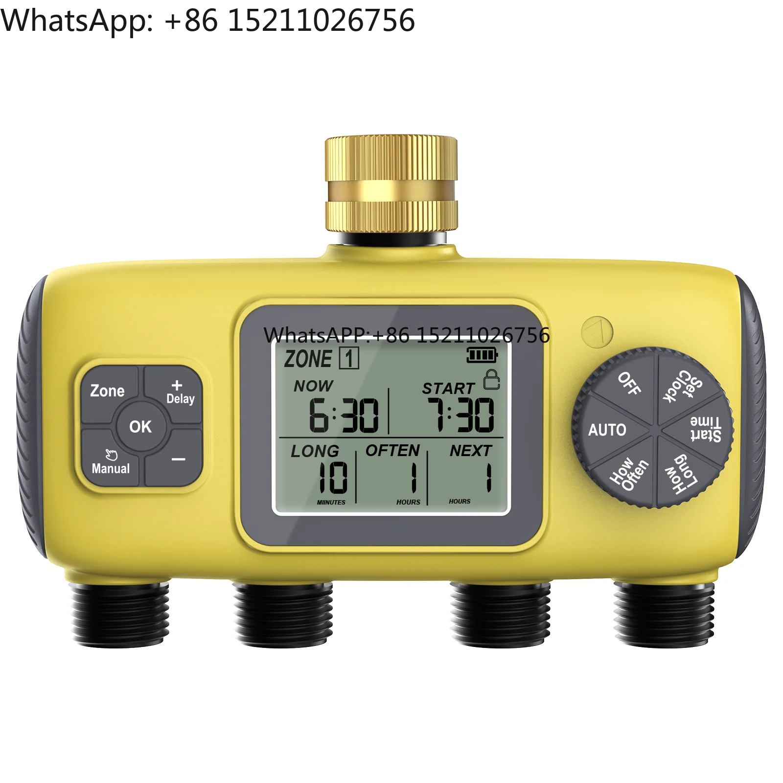 4 Zone Digital Hose Faucet Sprinkler Timer with Rain Delay&Child Lock Garden Irrigation Controller for Lawn Yard&Vegetable Bed