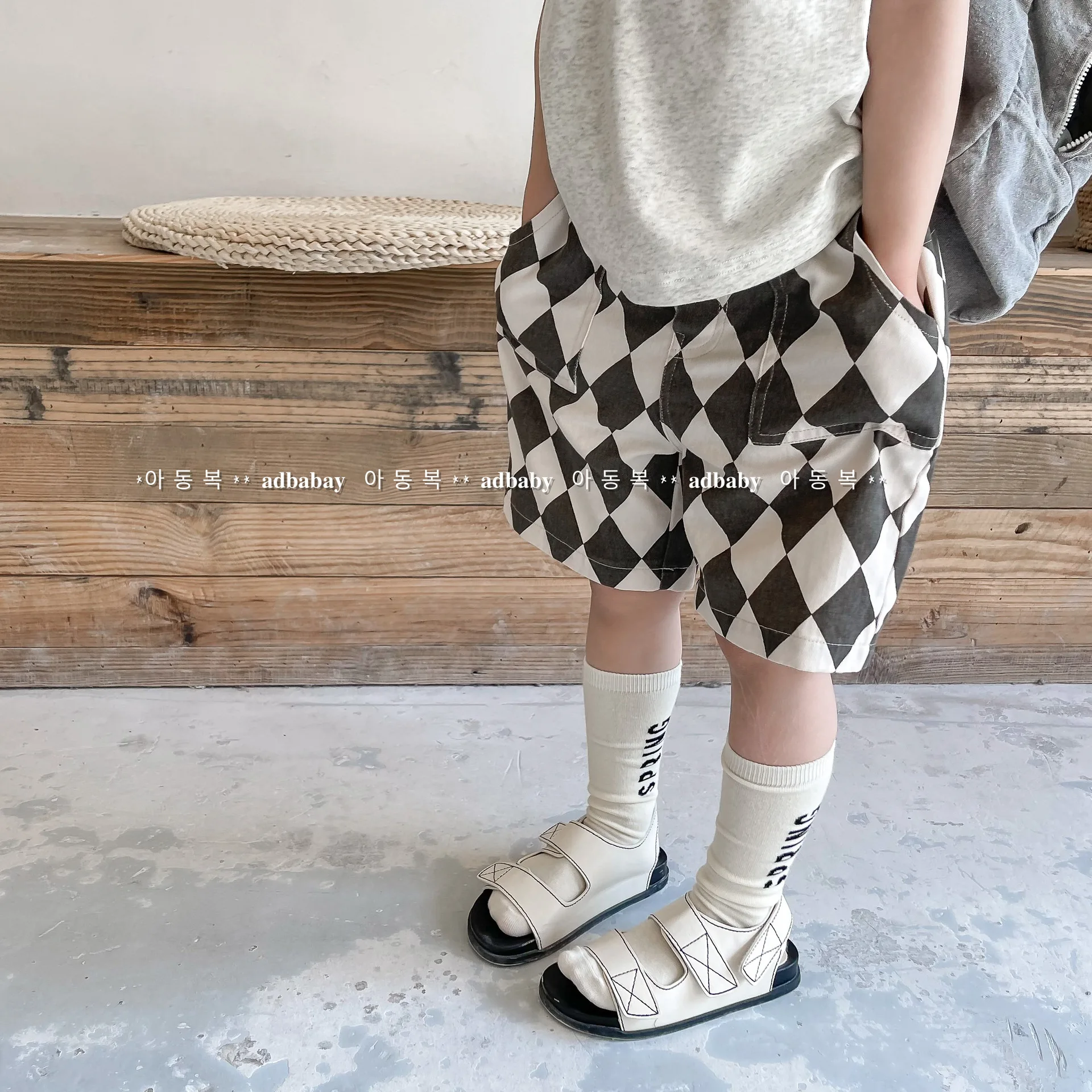 

2025 Summer New Children Shorts Cute Diamond Lattice Print Boys Casual Shorts Fashion Girls Plaid Shorts Kids Beach Shorts