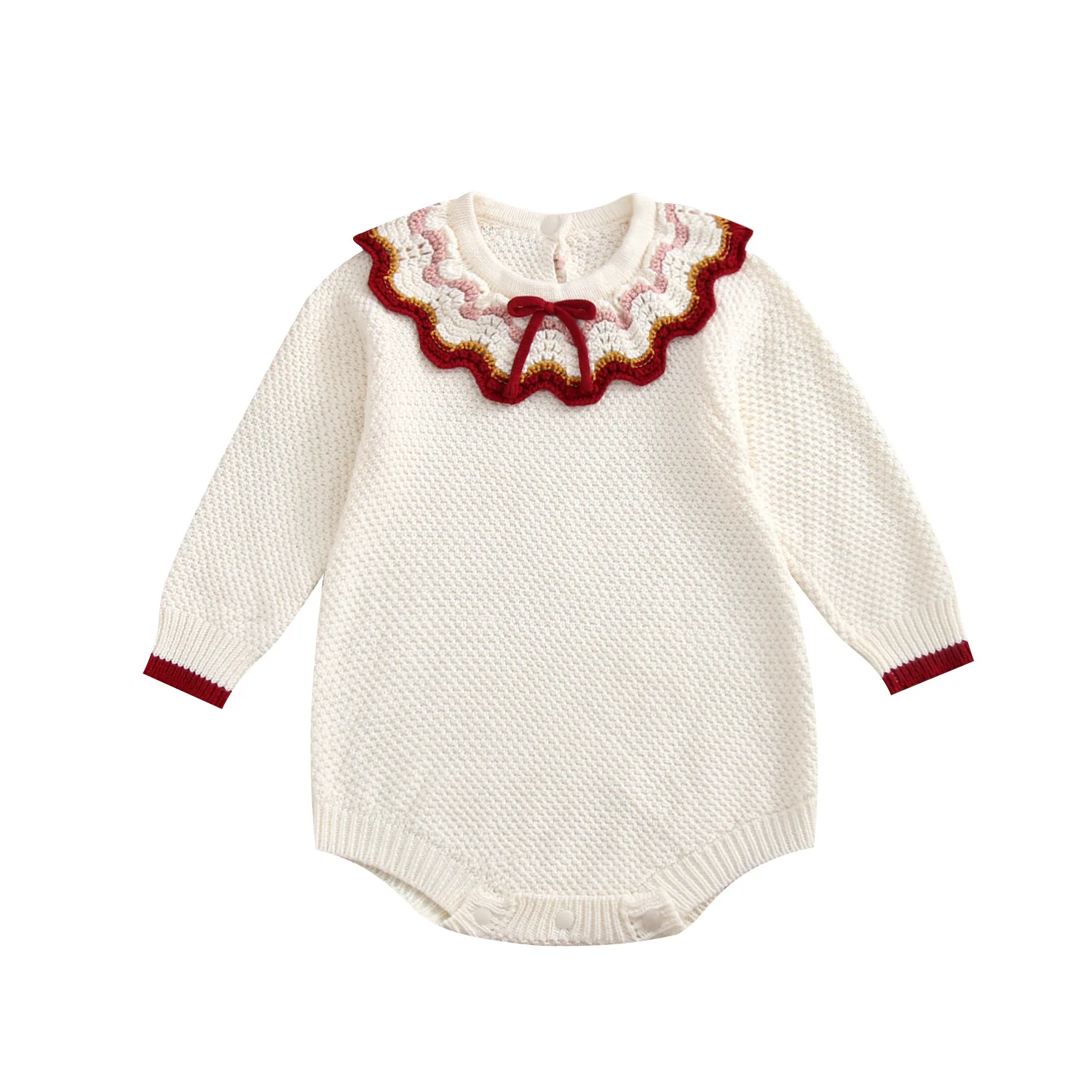 0-24M 100% Cotton Newborn Kid Baby Girl Knit Romper Winter Sweater Clothes Long Sleeve Thick Warm Bodysuit Cute Outfit
