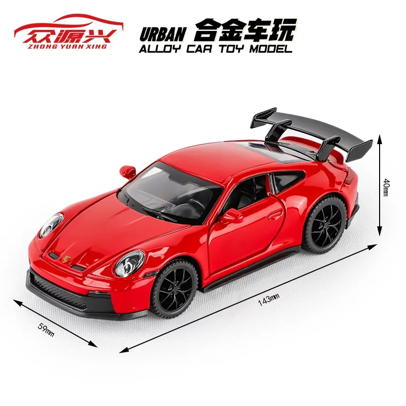 Modèle de voiture Porsche 911 GT3 en alliage métallique moulé sous pression, haute simulation, son et lumière, nervure arrière, collection de jouets pour enfants, cadeaux, F582, 1:32