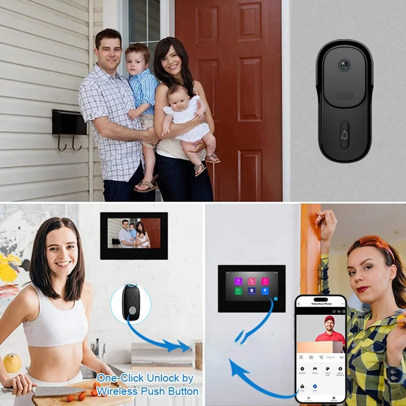 A003 7 Zoll Graffiti Wifi Visuelle Türklingel HD 1080P Mobile Erkennung Intelligente Türklingel Zwei-wege Audio Fernbedienung Tür öffnung