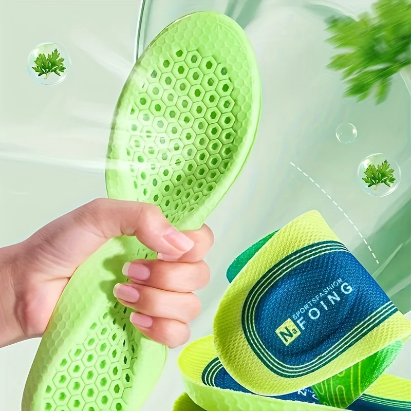 4D Sport Insoles Soft Breathable Deodorant High-elasticity Shock Absorption Running Shoe Pad For Men Women Latex Massage Insole