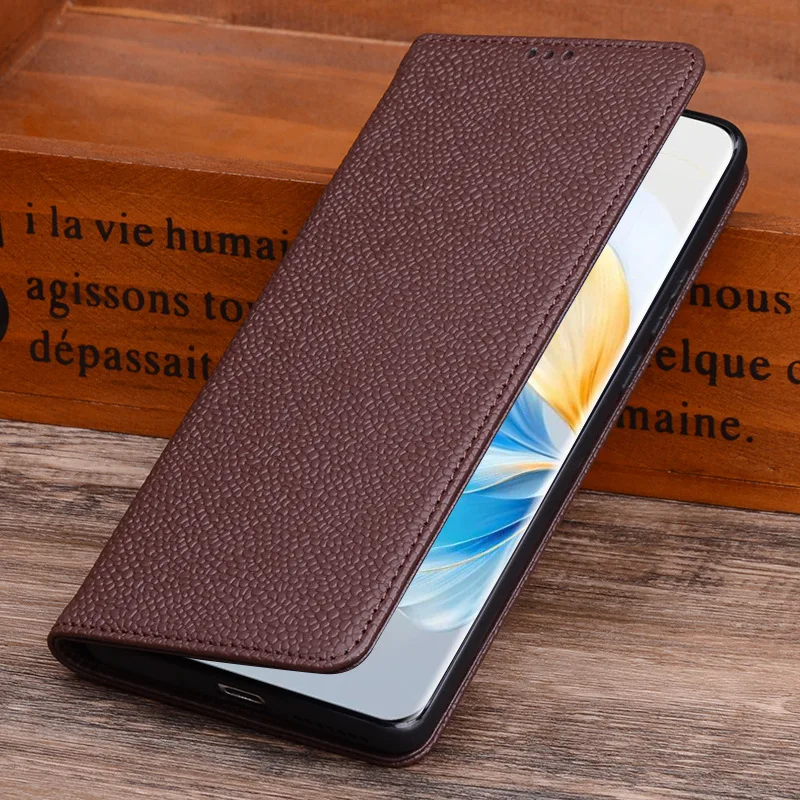 Luxury Genuine Leather Flip Phone Cases For For Honor 100 90 Honor100 Honor90 Pro Leather Half Pack Phone Cover Case Shockproof