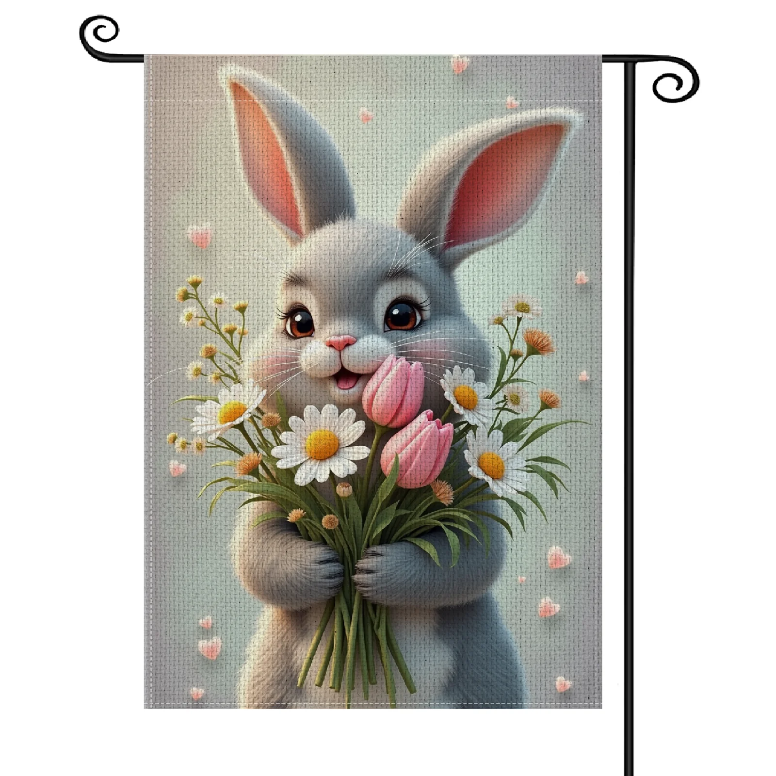 Garden Flag Daisy Accent Rabbit Floral Banner Outdoor Yard Flag Sweet Warm  Porch Garden Banner For Spring Garden Decor Lawn