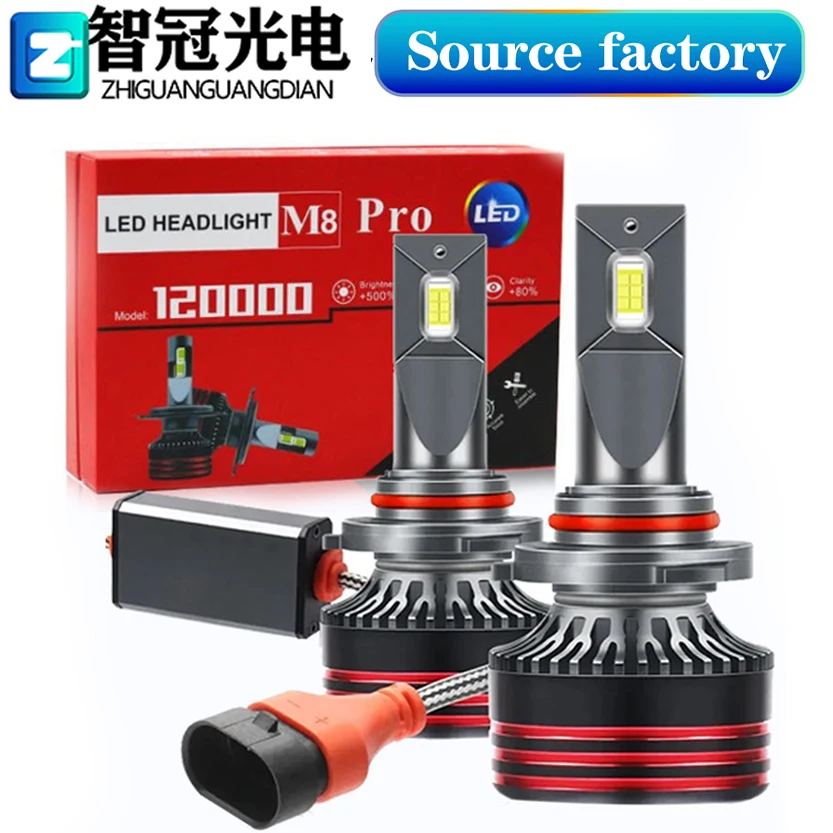 M8 Pro Car LED Headlights  H7 H4 H11 H1 9005 9006 High Power Single Copper Tube Headlights 6000K/4300K/3000K