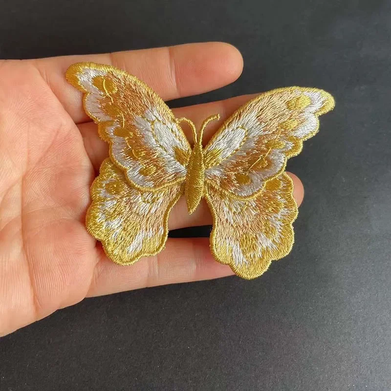 High-quality Retro Colorful Fabric Butterfly Double Layer Water-Soluble Embroidery Applique Sewing Patches for Clothing,Dresses