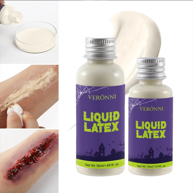 Quick-Dry Liquid Latex Halloween Makeup SFX Cosmetic,Multi-Purpose Body Paint for Wounds,Wrinkles,Washable Face Body Painting