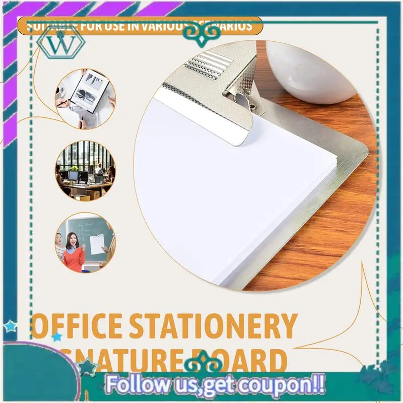 Upgraded File Folder Metal Clipboard A4 Stainless Steel Clip Board Organizer Binder Board Menu Splint For Office School Teach
