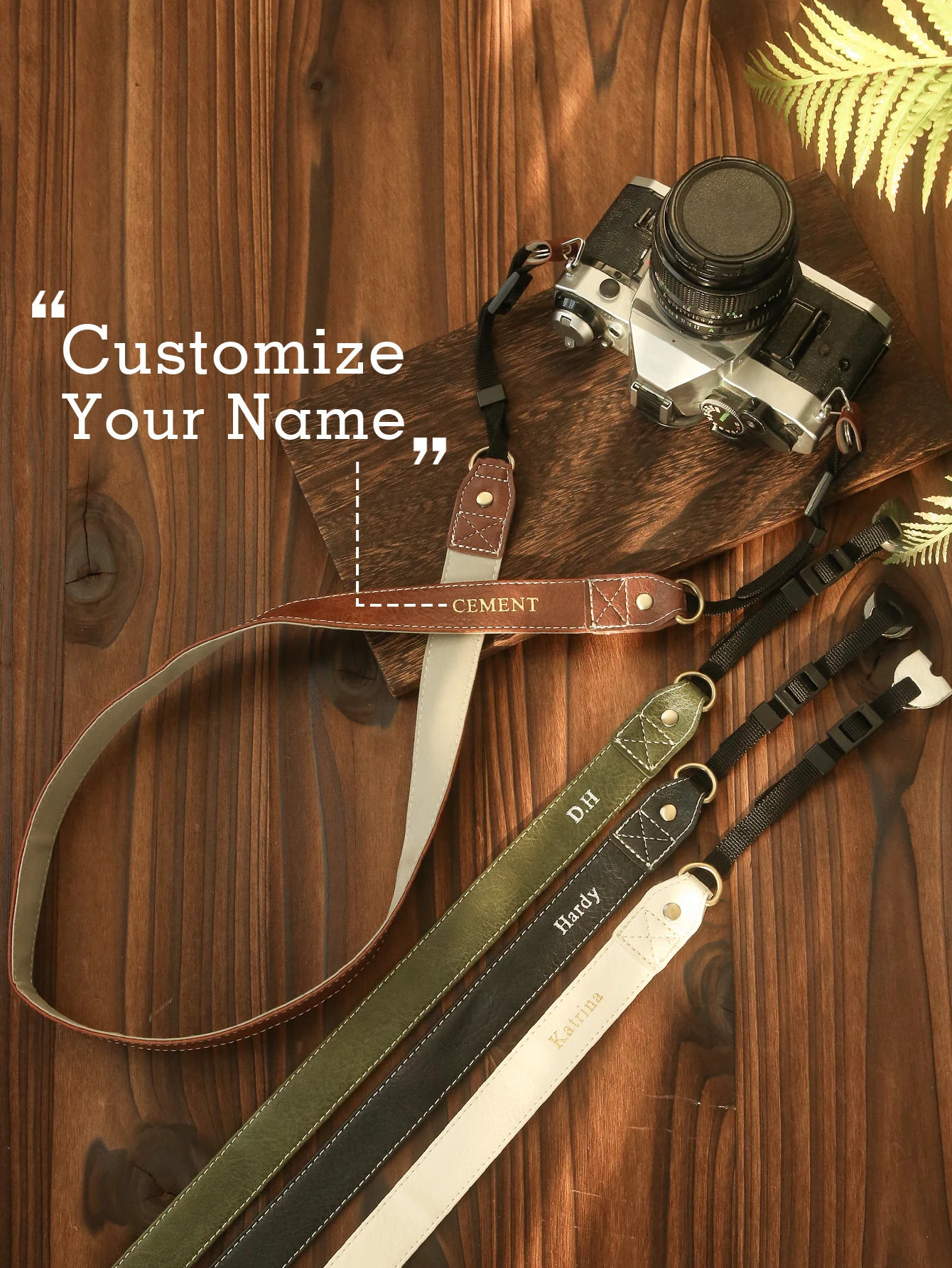 Custom Name Vintage Camera Strap Personalized Neck Shoulder Strap for Film Camera DSLR/SLR Fit Neck Shoulder & Crossbody