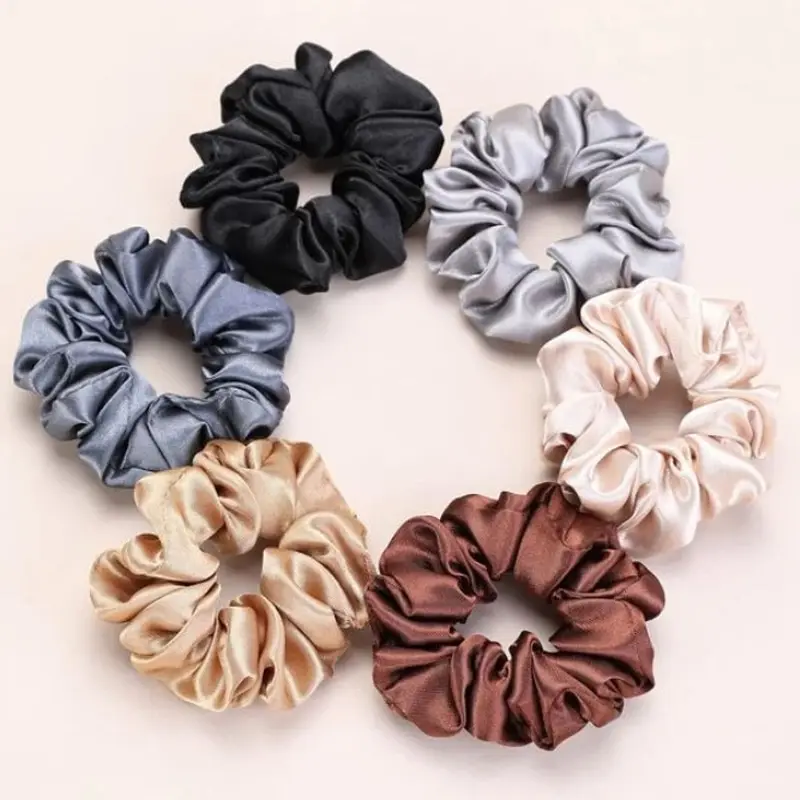 12pcs New Satin Fabric Sausage Loop Hair Rings Set Solid Colour Fabric Loop Hair Rope