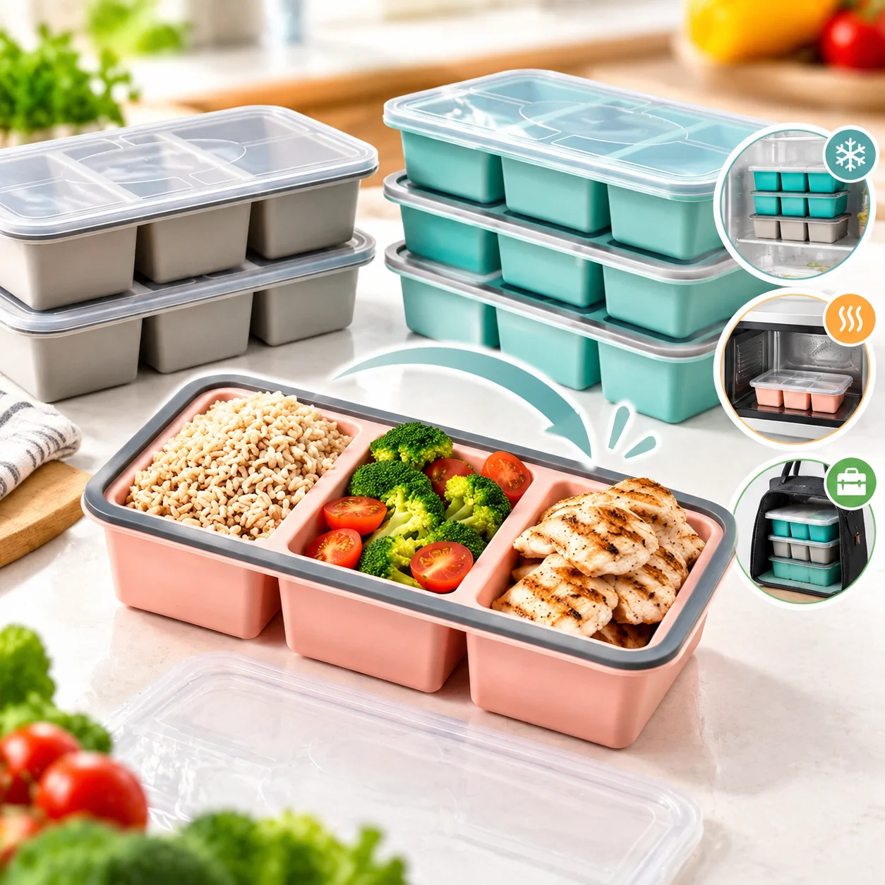 Meal Prep Frozen Food - Soup Cube Tray With Lid Silicone
