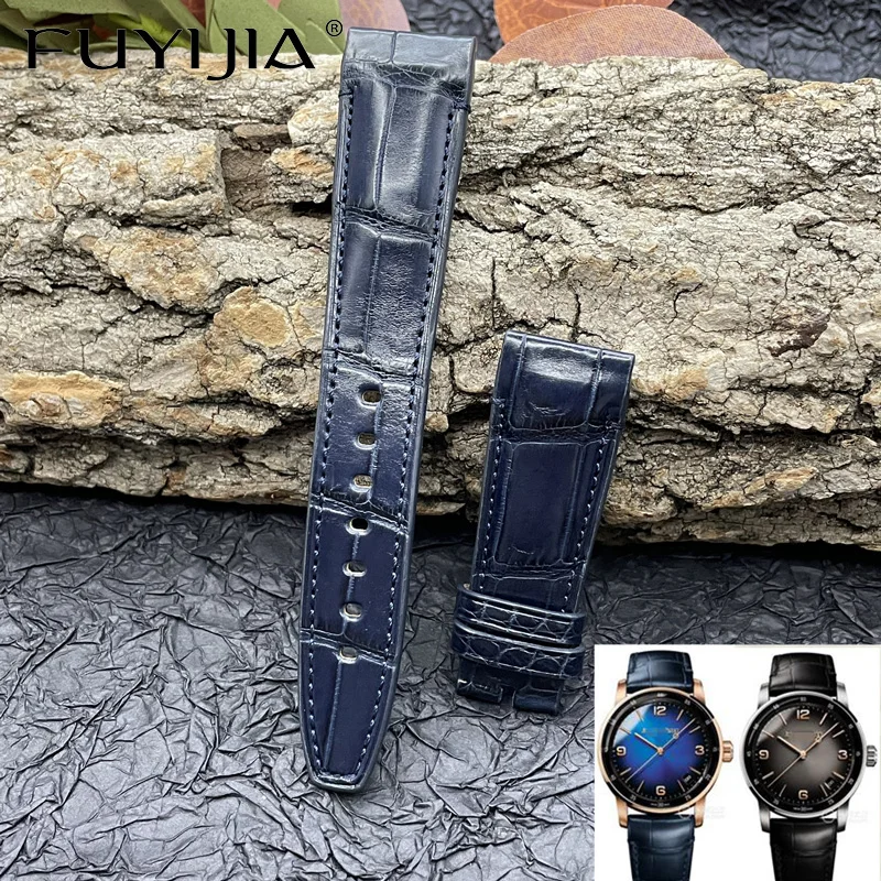 FUYIJIA Luxury Custom A-udemarsP-iguet CODE-11.59 Watch Band Alligator Strap 22MM Genuine Leather Belt Crocodile Skin Watchbands