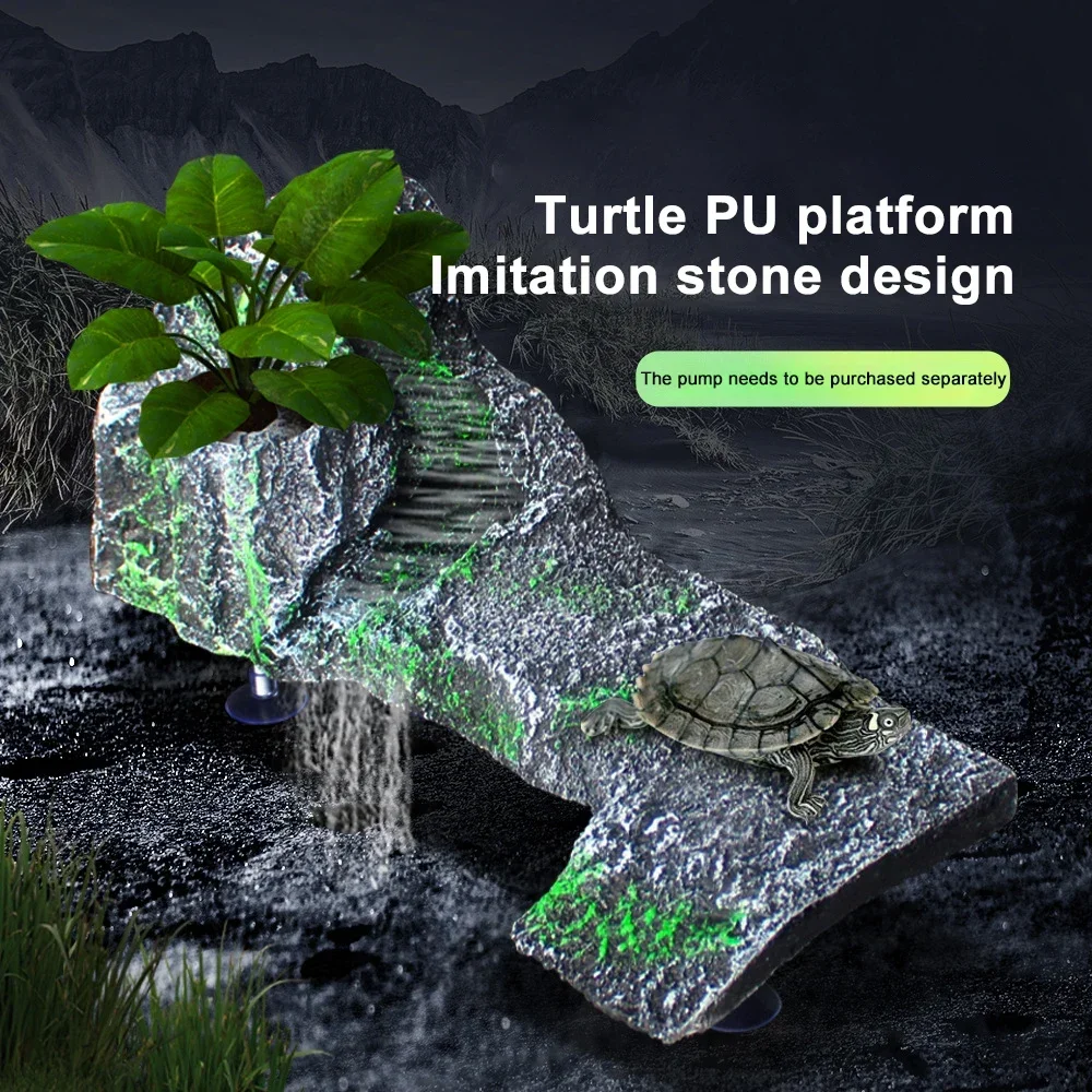 Turtle Climbing Platform PU Imitation Mountain Stone Design Suspended Climbing Floating Island Turtle Tank Basking Platform