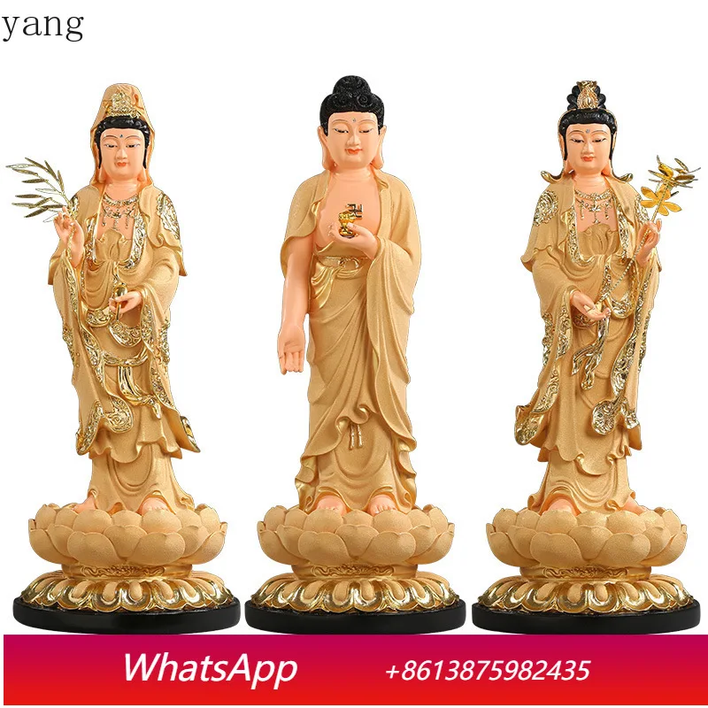 CX home worship of the Western Three Saints, resin Buddha statue standing like the Western Three Saints ornament