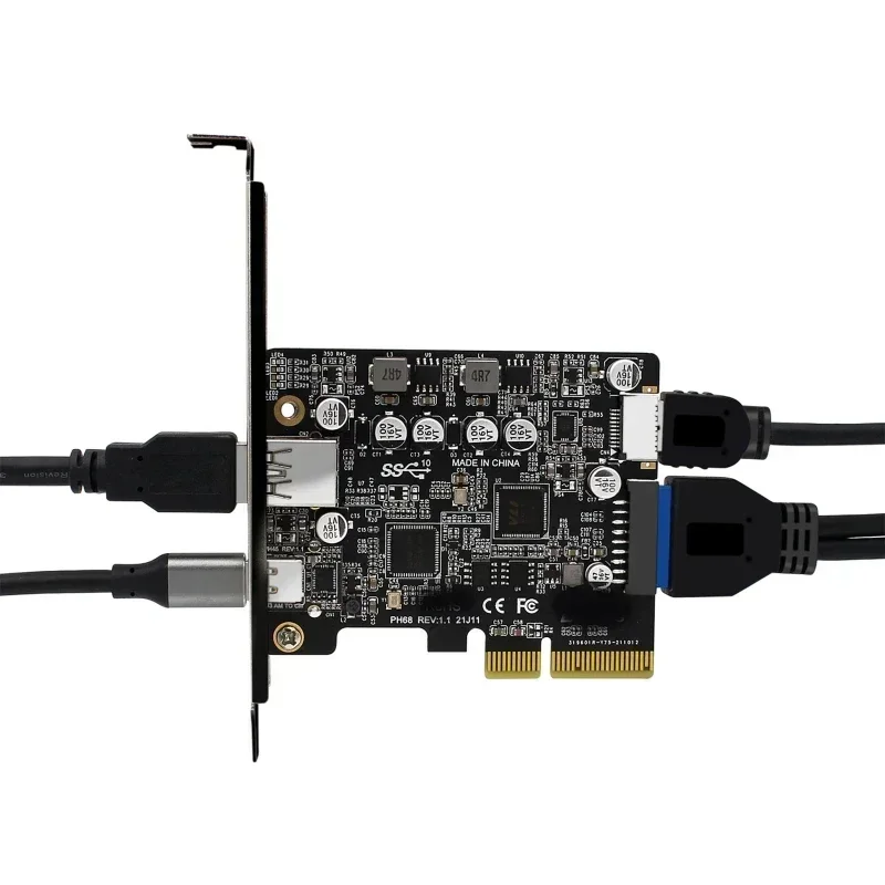 PCIE 3.0 To USB 3.2 Gen2 Type-C 10Gbps Data Transfer Quick Charge USB-C Controller PCI-E Type E 19P20P Type E Card