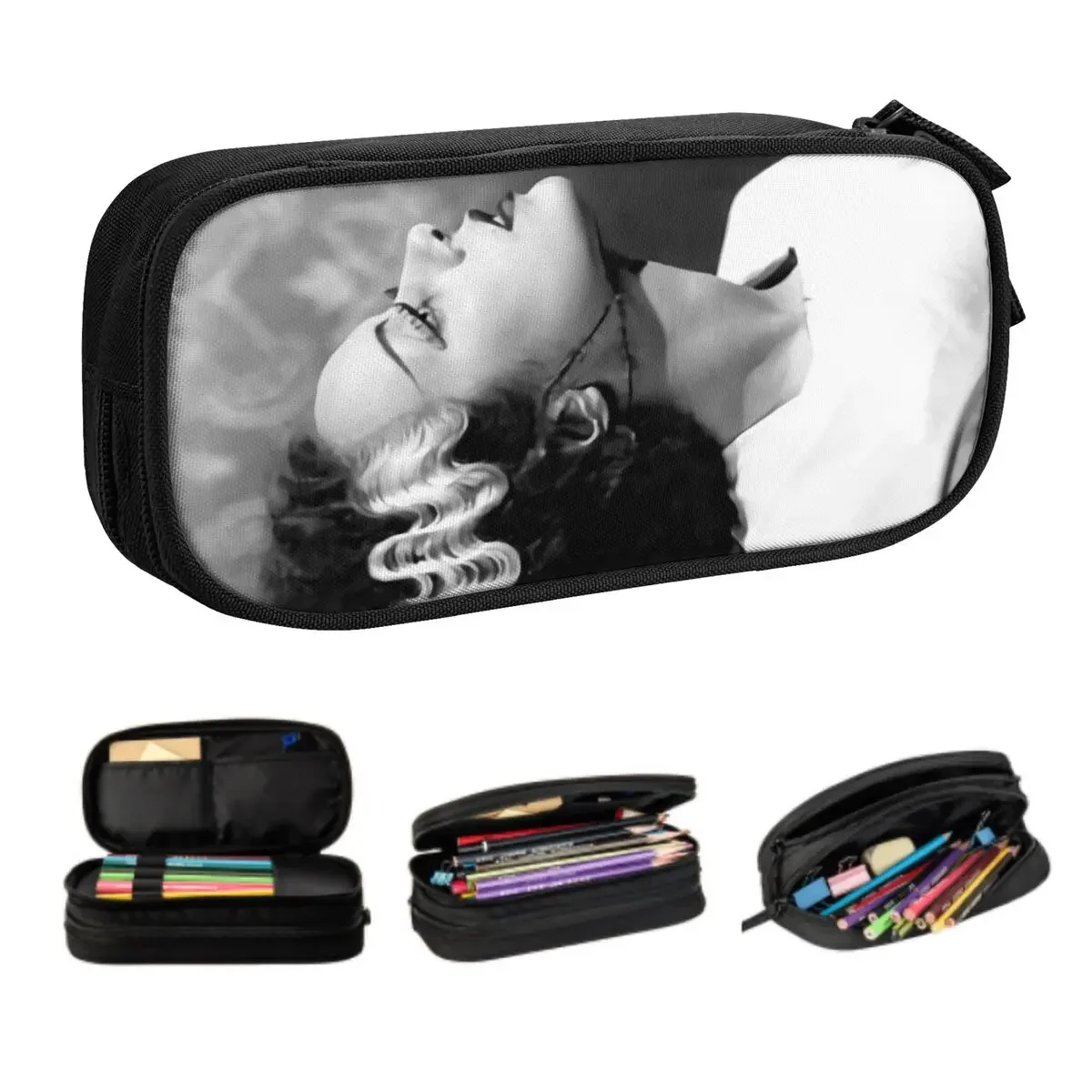 Custom Bride Of Frankenstein Cute Pencil Cases Girl Boy Large Capacity Science Fiction Horror Film Pencil Box School Accessories