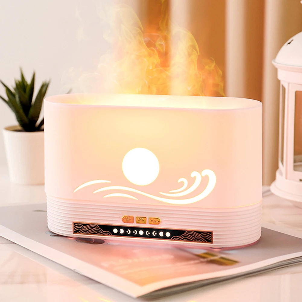 Flame Mist Humidifier Waterless Auto-Off 250ml Quiet Ultrasonic Humidifier USB Charging Aromatherapy Machine Fragrance Machine