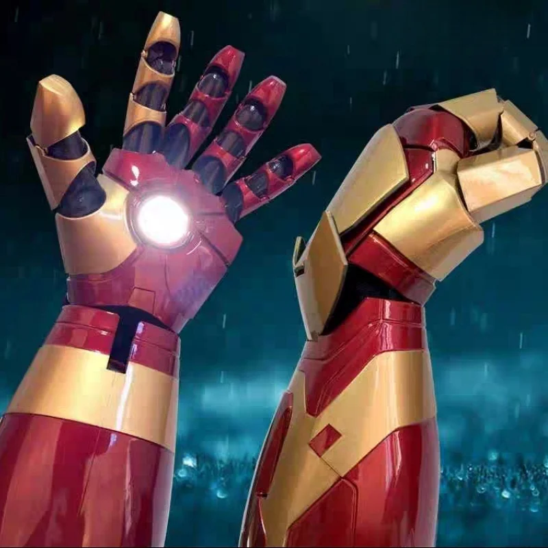 New Hot Mk43 Avengers Marvel 1:1 Iron Man Glowing Arm Gloves Cosplay Performance Props Wearable Figure Toys Gifts