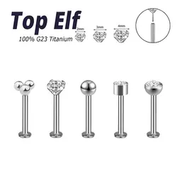 G23 ASTM F136 Titanium Wholesale Threadless Labret Stud Piercing 16G 18G 20G Push Pin Cartialge Lip Stud Earrings Body Jewelry