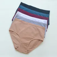 5Pcs/Set Women High Rise Panties Ribbed Cotton Briefs Sexy Lingerie Daily Wear Soft Stretch Underwear Ladies Intimates S-XXL 4