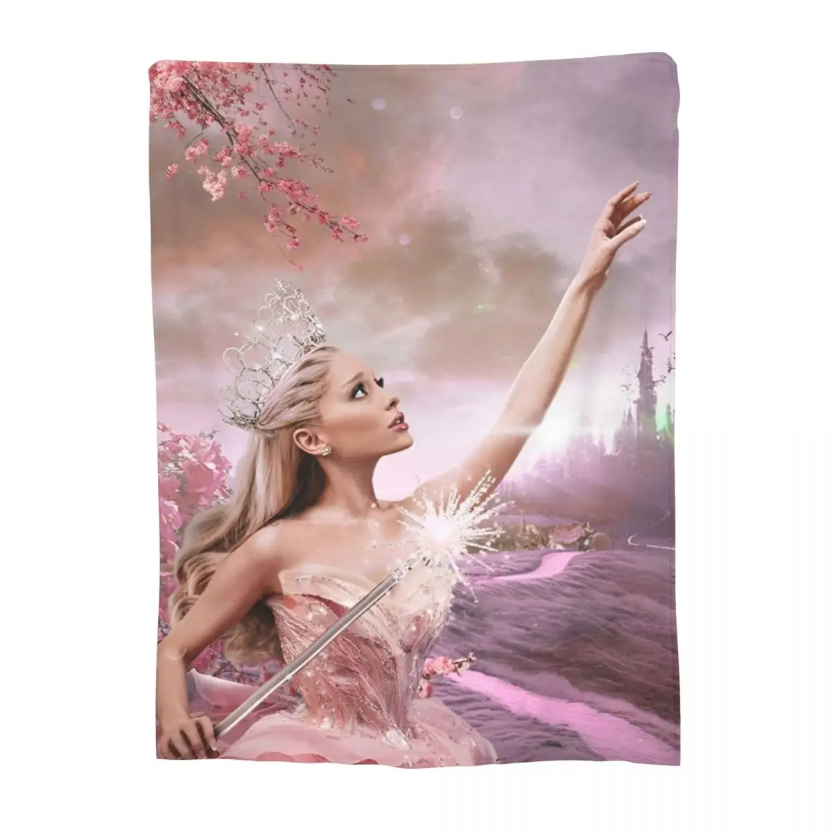 Glinda Ariana Grande Fleece Blanket Singer Actress Wicked Awesome Throw Blankets for Home 200x150cm Plush Thin Quilt