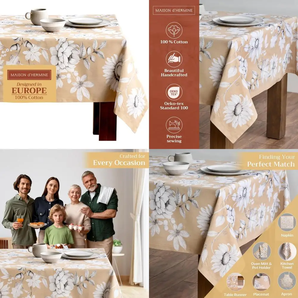 

Хлопковая прямоугольная скатерть, 100% чистая, на осень, День Благодарения, на каждый день, многоразовая, 60x120 дюймов