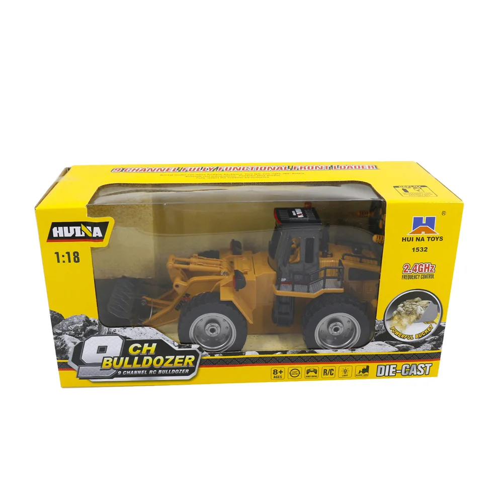 Huina New Product 1532 Remote Control Engineering Vehicle 1:18 Electric Bulldozer Machine Remote Control Half Alloy Model Toy