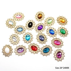 Exquisite 10 Pieces 24*28mm Alloy Shiny Rhinestone Acrylic DIY Clothing Decoration Gift Box Greeting Card Jewelry Accessories