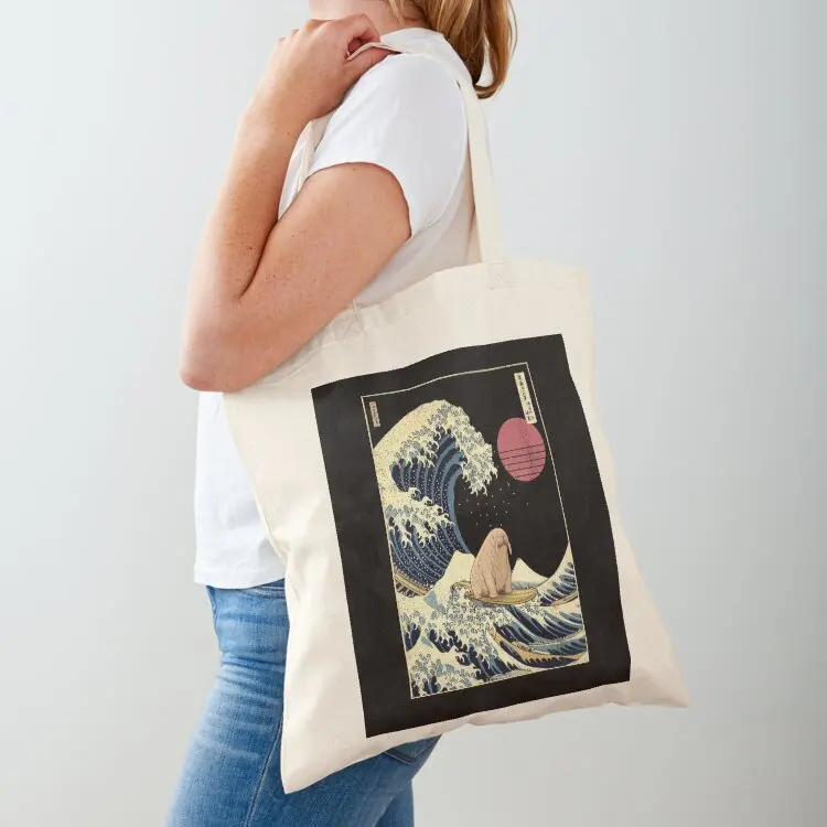 

Walrus Kanagawa Japanese Surfing Wave Tote Bag supermarket folding bag Canvas shopping bag reusable shopping
