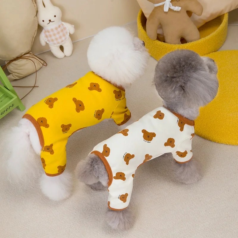 Autumn Pet Dog Jumpsuits for Small Dogs Fashion Print Dog Pajamas Onesies Warm Soft Puppy Clothes Pet Cat Jumpsuits Dog Clothes