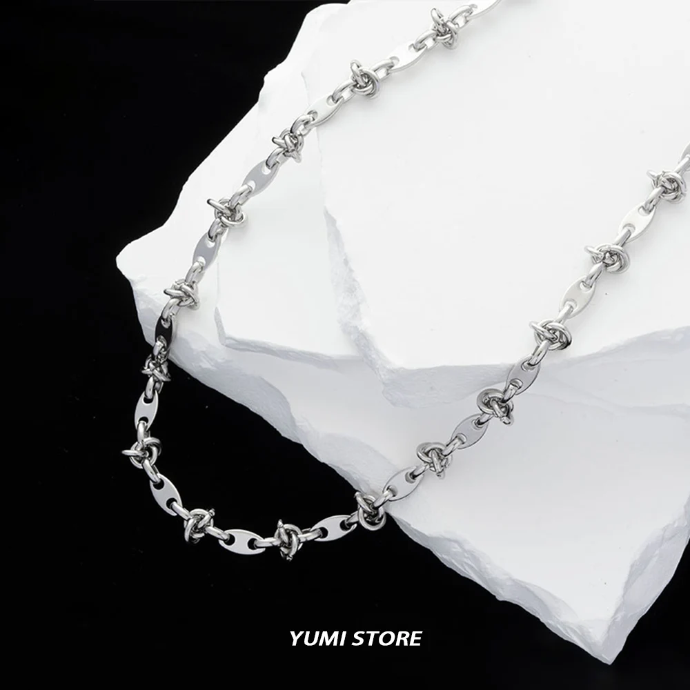 Hip Hop Stainless Steel Splicing Necklace for Man Woman Punk Clavicle Sweater Chain Luxury Unisex Jewelry Accessories Wholesae