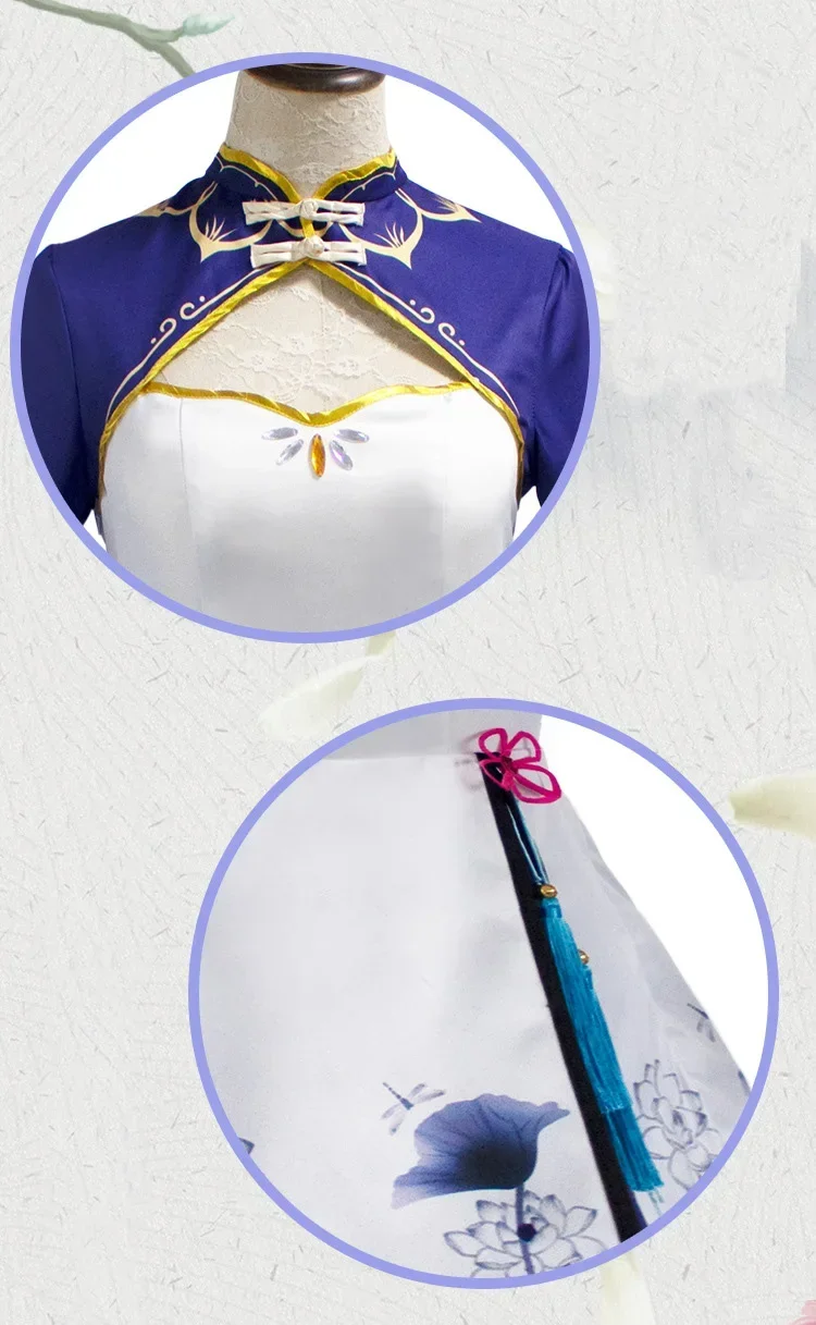 Re: disfraz de Cosplay de la vida en un mundo diferente de Zero, Rem Ram Cheongsam, vestido de estilo chino Lolita, disfraces azul y rojo