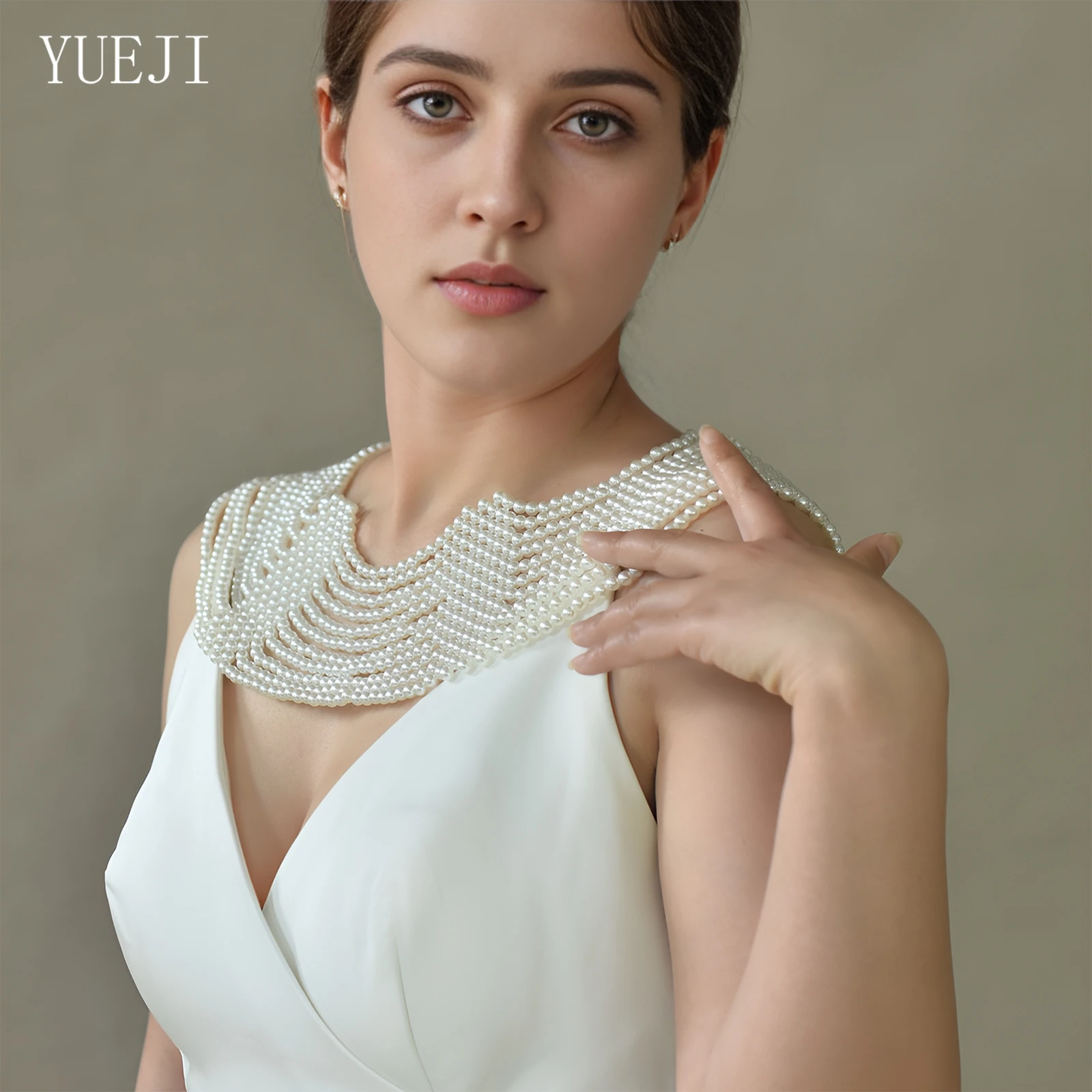 

YUEJI Fashionable Bridal Imitation Pearl Body Chain Camisole Dress With Pearl Cape Wearing Extension Chain Neck Decoration VG116