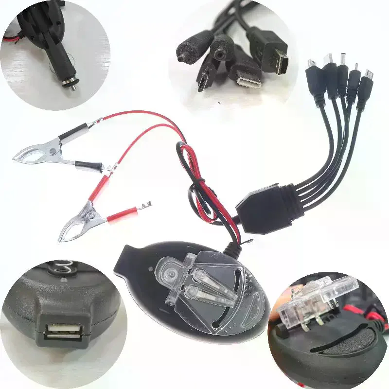 【New】12V 24V To 5V 500mA Power Adapter With Battery Clip For Charging Cell Phone Emergency USB/Type-C Power High Efficiency