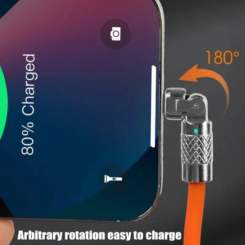 120W 6A 180° Rotating Super Fast Charge Cable Dual USB C to Type-C Charger Liquid Silicone Cable For IPhone 16 15 Pro Max Huawei image 2