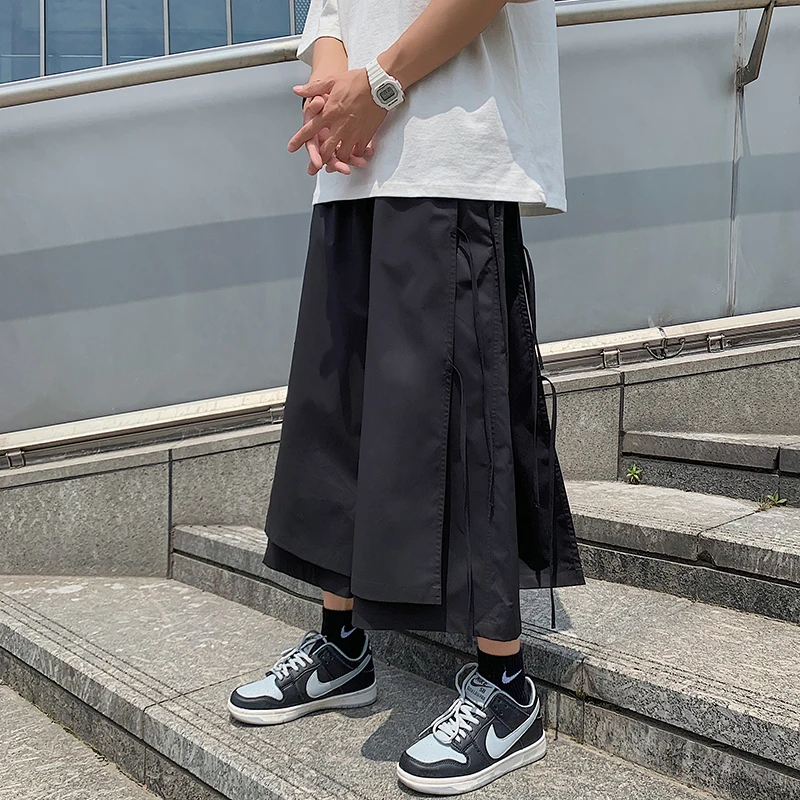 Casual Sweatpants Men Loose Calf-Length Joggers Pants Fashion Men Pants Streetwear Men Woman Trousers Ribbon Design