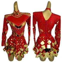 Shiny Sequins Luxury Red Short Dress Women Nightclub Signer Dancer Stage Wear Party Celebrate Club Performance Costume Xieshi