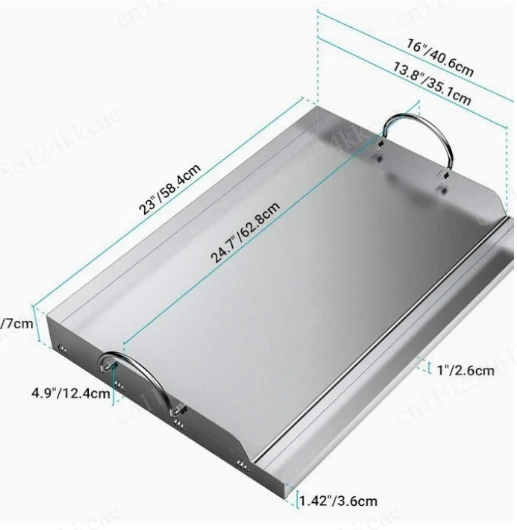 Universal Stainless Steel Cooking Grill Flat Top Plate Inserts With Grease Slots And Handles