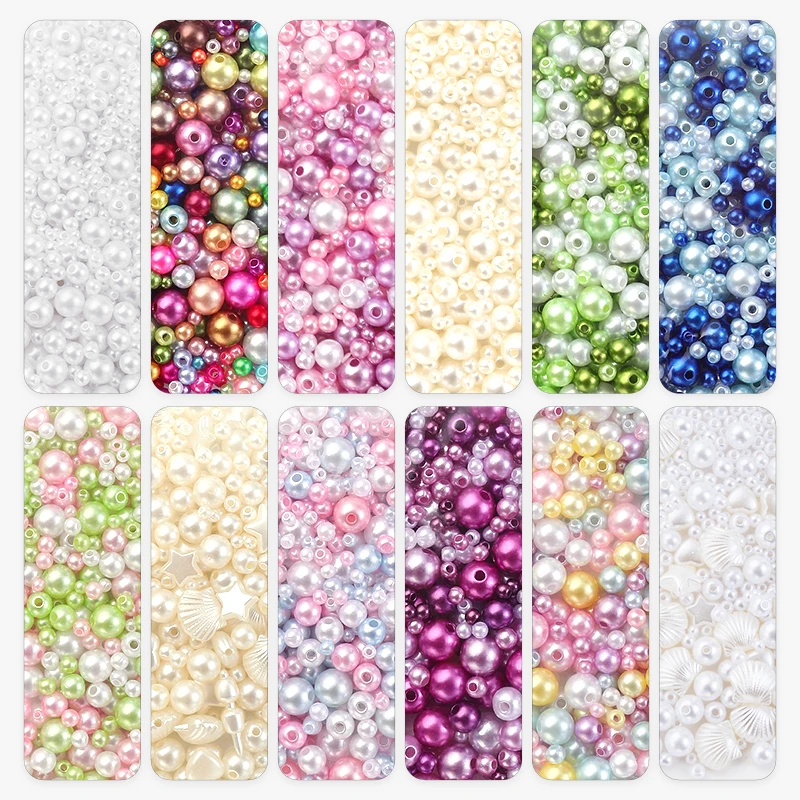 DUCrystal ABS Mix 3-8mm Round Beads With Holes DIY Bracelet Charms Necklace Beads For Making #1