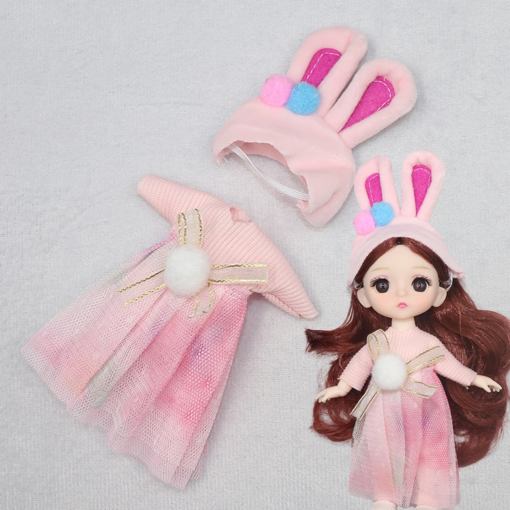 New Clothes For Dolls 16 cm 15cm Bjd Clothes Hat Short Sweater Skirt For Mini Doll 1/8 1/12 6inch Hoodie Dress Up Boys and Girls