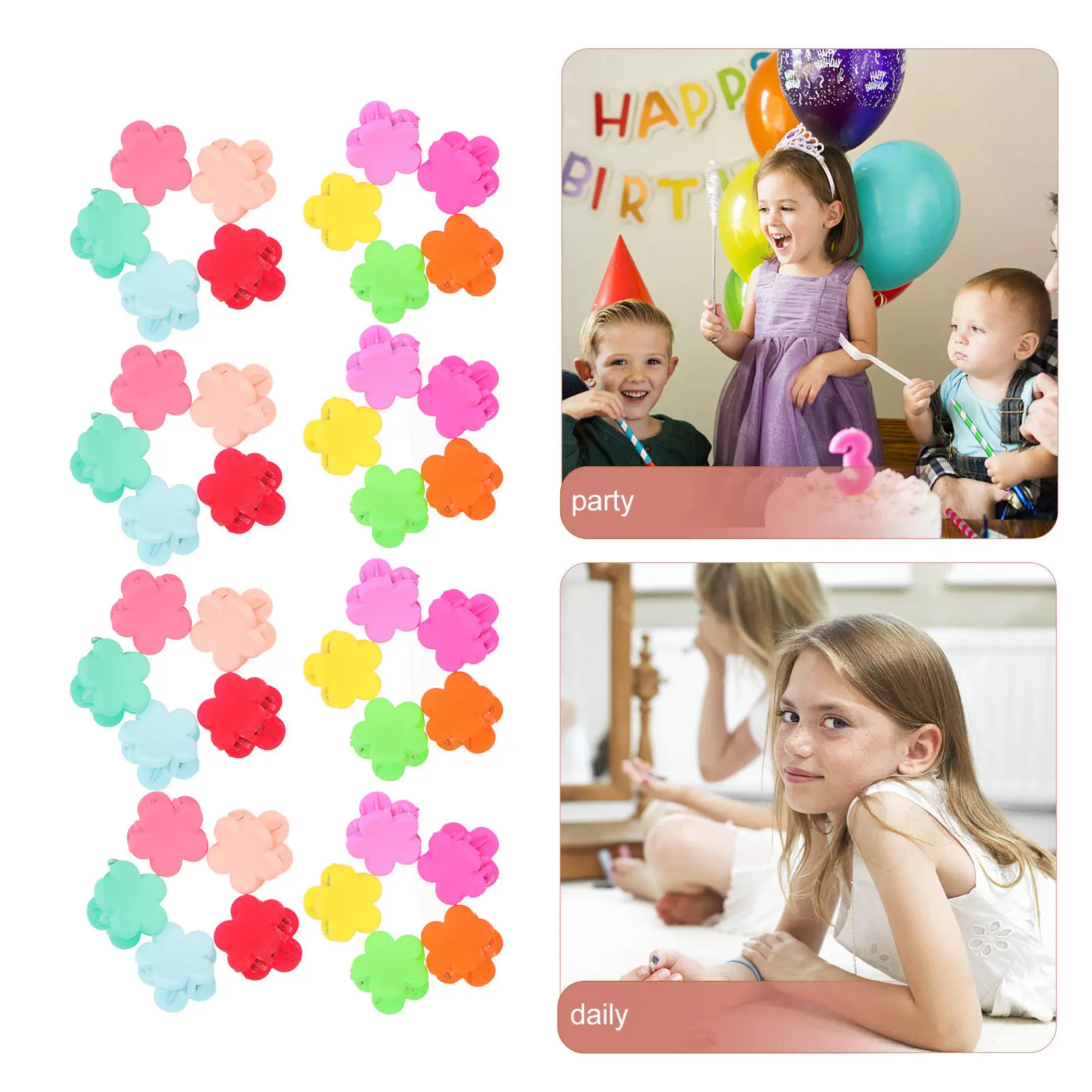 

80Pcs Small Hair Claw Clips Flower Design Kids Hair Accessories Durable for Parties Daily Use Small Claw Clips