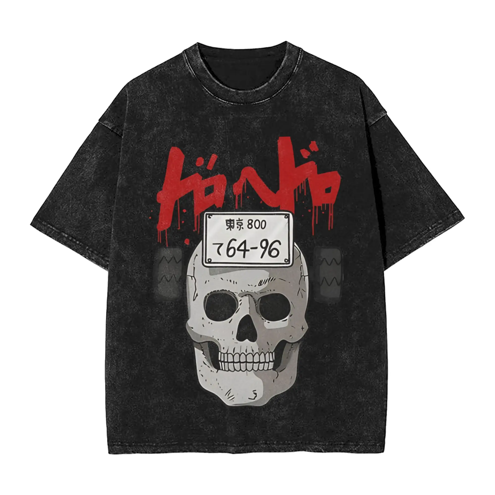 Dorohedoro Ebisu Mask Washed T-Shirt Male  Vintage Cotton T-Shirts Summer Round Neck Trending Tee Shirt Loose Oversize Tops