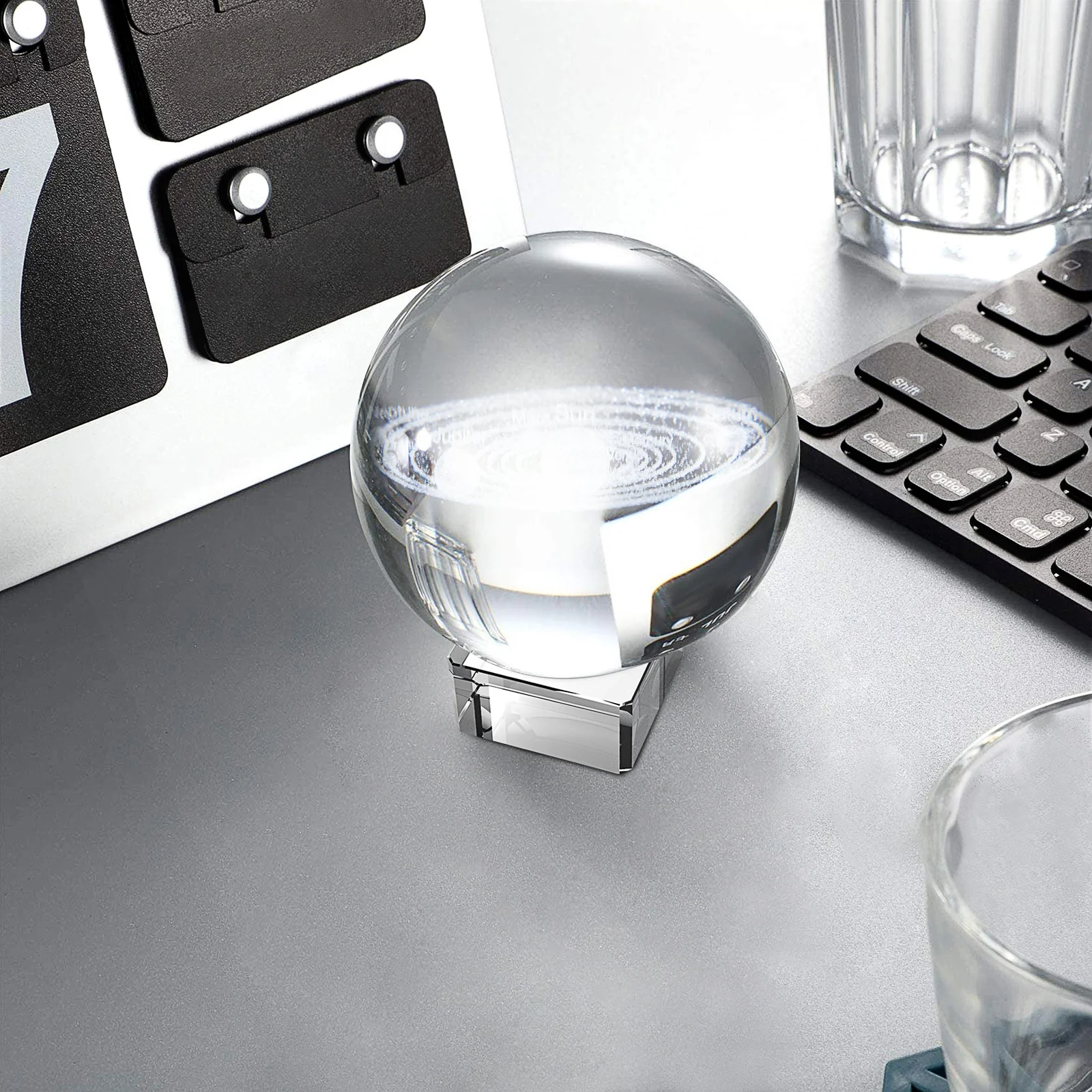 

Crystal Ball System Planets Clear Transparent Decorative Educational Sphere with Base for Home Office School