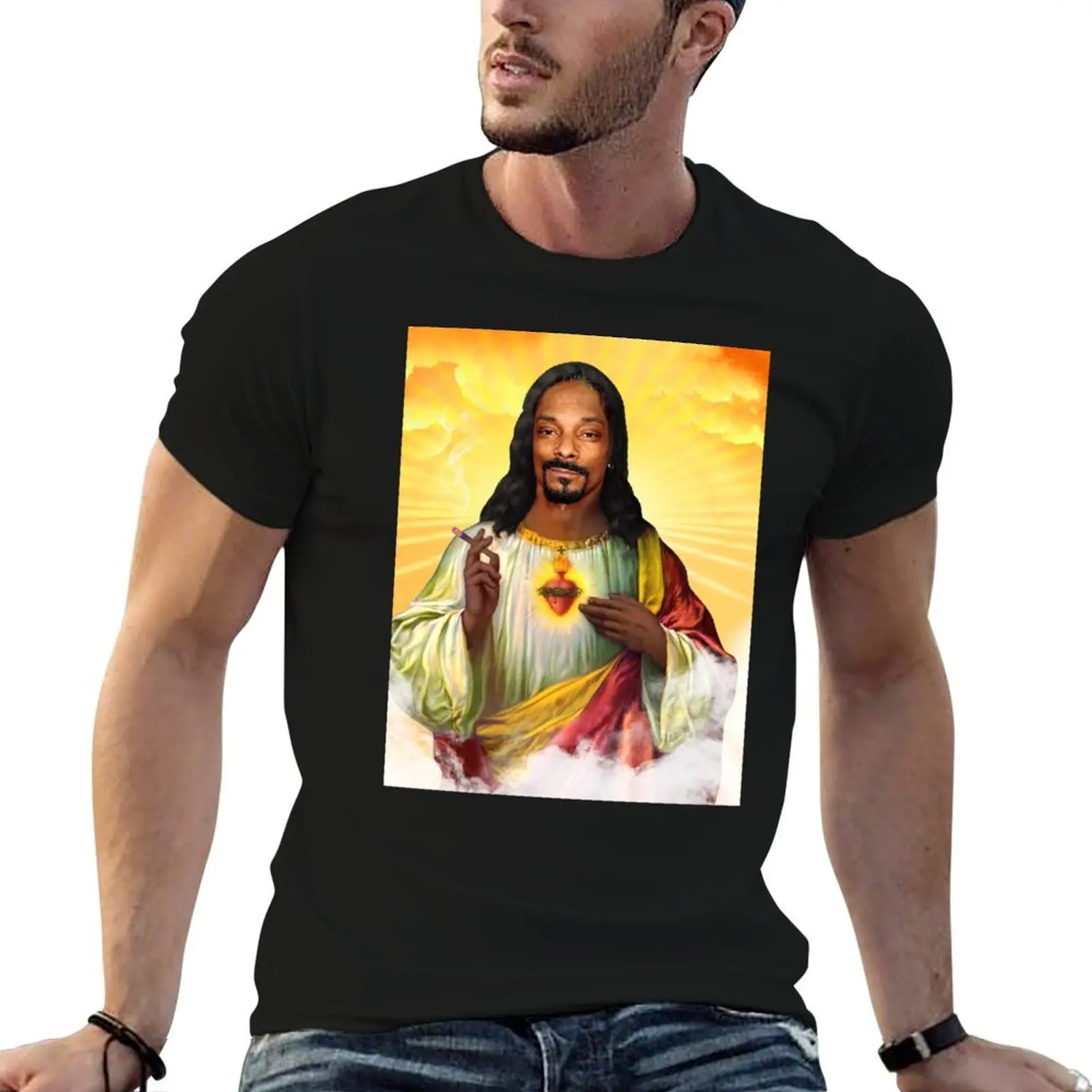 

Saint -Jesus snoop dog T-Shirt cotton t shirts man 100% man t shirt graphic t shirts for man cotton soft T-Shirt
