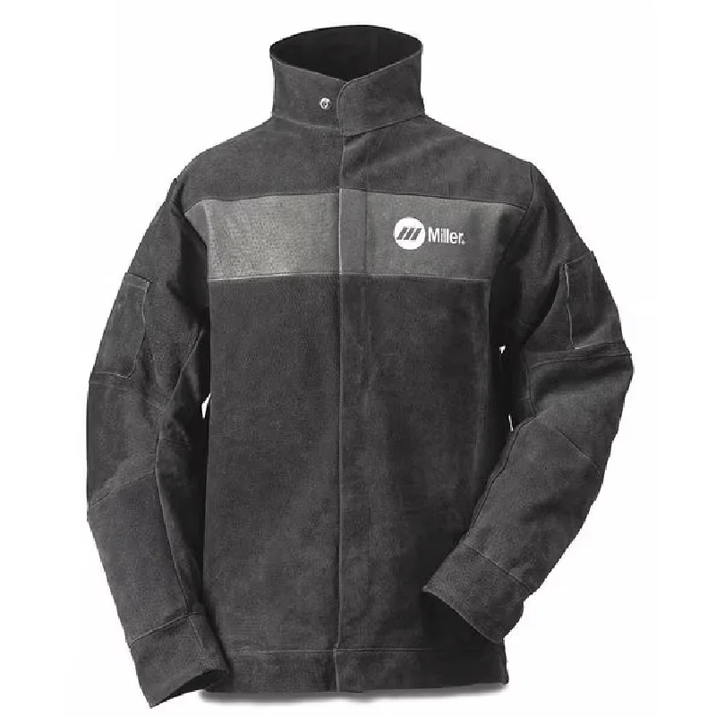 

Welding Jacket, 2XL, 30" L, Gray, Leather