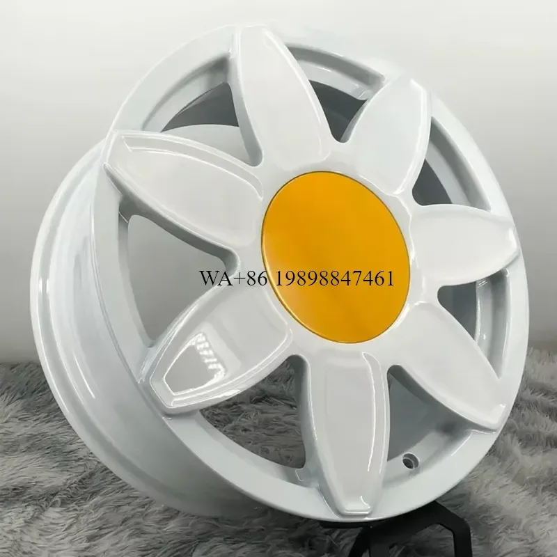New Sunflower Style 17 Inch Forged Aluminum Alloy Wheel Hub 5x100 White 4pcs Aftermarket Bolt for Beetle