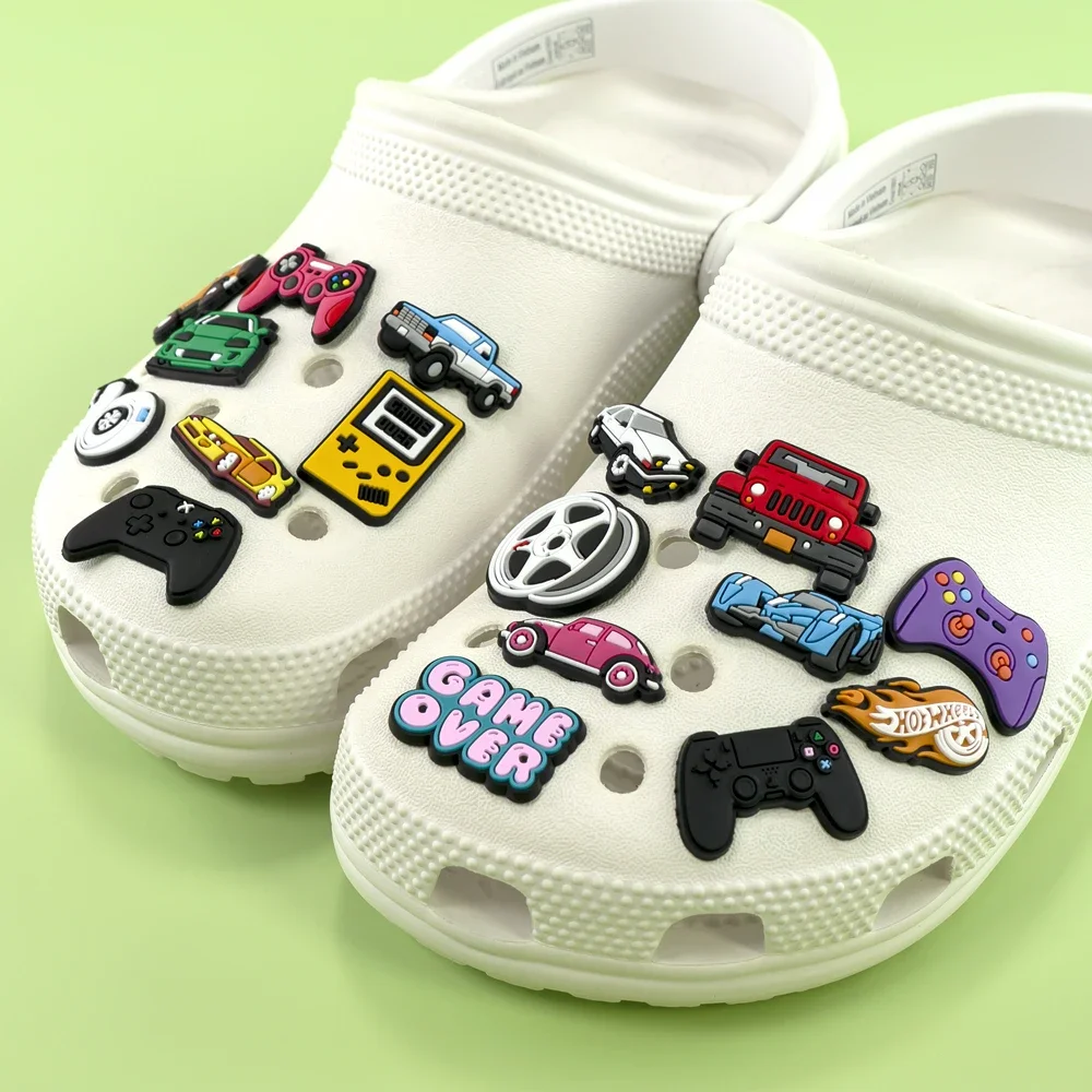 Boy Shoe Charms Car Gamepad Pins for Kids Men Cool Shoe Accessories Gift Creative DIY Decorations Buckle Fit Sandal Ornament