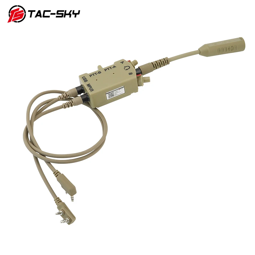 TS TAC-SKY Tactical Headset MPU5 Dual PTT Adapter Compatible with MSA/COMTA Shooting Headsets for Baofeng Walkie-Talkie