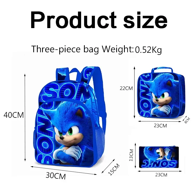 SONIC Sonic Bags for Primary and Secondary School Students and Children\'s Cartoon School Bag Mochila Ports Backpack Lightening