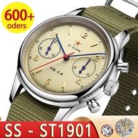 40mm China 1963 Pilot Aviation Mechanical Chronograph Original Seagull St1901 Movement Watches For Men Sapphire Vintage Watch